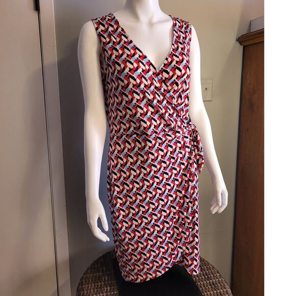 Banana Republic Geometric Bodycon Dress Medium Artwear Classic Stretch Vneck - Picture 10 of 11